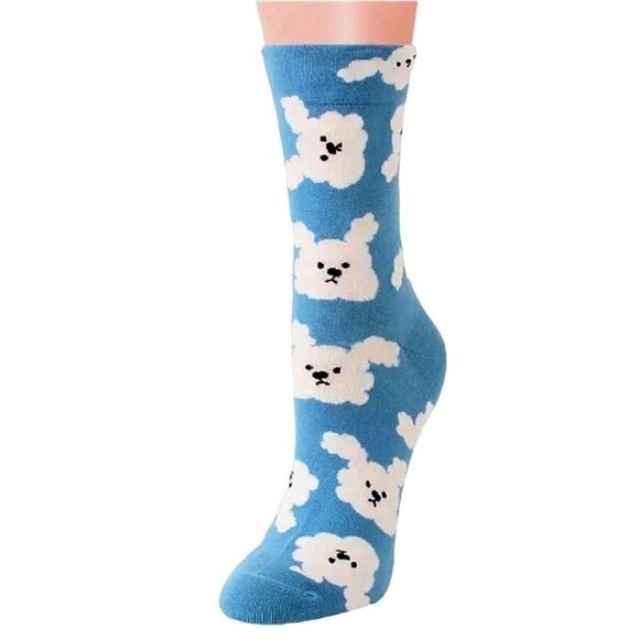 Andi Larose Womens Puppy Dog Pattern Socks White on Blue Gift Packaged - Picture 4 of 10